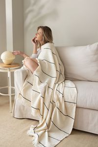 <b>Waffle</b> cotton <b>throw</b> blanket Cozy <b>waffle</b> weave <b>throw</b> Lightweight cotton <b>throw</b> <b>Waffle</b> textured blanket - Product Image 2