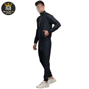 Couleur noire bonne qualité fermeture éclair complète bonne qualité conception Unique hommes portent tissu Polyester formation vêtements de Fitness survêtements - Product Image 2