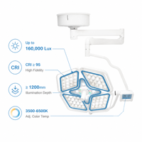 Lampe chirurgicale LED haut de gamme sans ombre, type Pétale 4, 160 000 Lux, pour bloc opératoire hospitalier