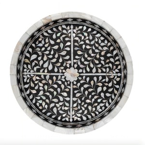 Bone Inlay Wood Round Durable Modern Serving Trays Most Selling Decorative Kitchenware <b>for</b> Hotels and Home Use by Artisan Craft - Product Image 3