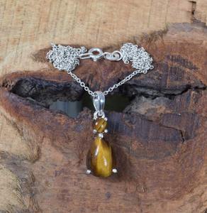 Boho Style 925 Sterling Silver Tiger Eye Gemstone Pendentif Bijoux À La Main En Argent Pendentif Bijoux Pour Femmes Cadeau De Mariage Pour Elle - Product Image 3