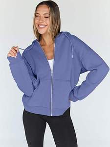 Sweat à capuche oversize vintage pour femme en polaire anti-boulochage à manches longues avec poches sur le devant – Tenue d'hiver et d'automne - Product Image 2