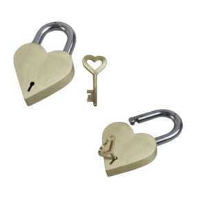 Candado en forma de corazón vintage de latón Color dorado Acabado brillante Diseño antiguo hecho a mano de alta calidad a precio mayorista - Product Image 6