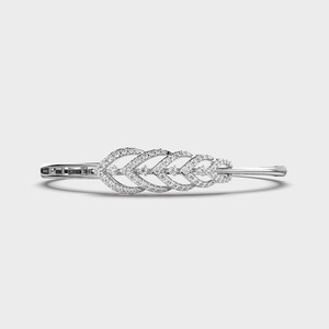 IGI Certified Round Lab Grown Diamond Leaf Cluster Bangle Bracelet in 14K Yellow / White / Rose Gold - Product Image 6