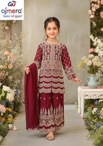 Conjunto de Vestido de Algodón Bordado para Niñas Ajmera, Manga Larga, Patrón Geométrico, Estilo Boutique Elegante, Pantalones, Atuendo Étnico, Suave, Disponible - Product Image 2