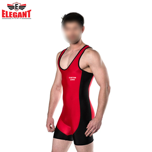 เสื้อมวยปล้ำระบายอากาศสำหรับผู้ชายสีแดงและสีดำ - Product Image 2