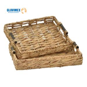 ถาดใส่อาหารแบบสานสำหรับบ้านทันสมัยถาดใส่น้ำจากหญ้าทะเลถาดใส่ผักตบชวาตกแต่งบ้าน - Product Image 5