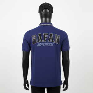 Polo pour homme en coton et polyester de luxe, tissu piqué 220 GSM, bleu royal, logo en strass thermocollé, pour chemises polo t-shirt - Product Image 2