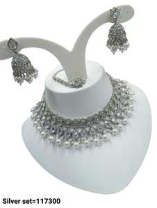 Ensemble de bijoux plaqué argent kundan traditionnel indien et ensemble de collier en cuivre pour femmes et filles accessoires indiens bijoux femmes - Product Image 6