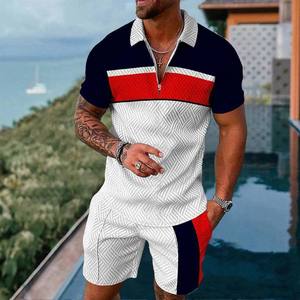 <b>Summer</b> Custom Brand High Quality Lounge Wear Set <b>Mens</b> Two Piece Short Sleeves Buttons Up Corduroy <b>Shirt</b> And Short Sets Man - Product Image 2