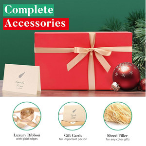 Grands coffrets cadeaux de Noël Coffrets cadeaux de stockage de boîte-cadeau rouge de luxe avec couvercle magnétique fort pour les cadeaux contient une carte, un ruban - Product Image 6