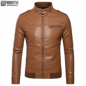Chaqueta de cuero para hombre, chaquetas de motociclista, abrigo con cremallera y cuello levantado, prendas de vestir hechas por Maximize Wear, chaqueta de bombardero personalizada - Product Image 1