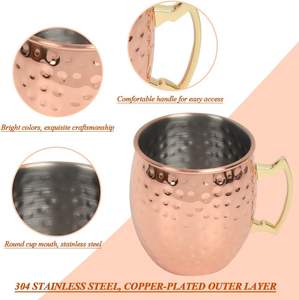 Fourniture en gros de quantité de métaux lourds Idéal pour les cocktails Mocktail Bière Vin Boissons et cadeaux Pur Cuivre Moscow Mule Beer Mug Cup - Product Image 2