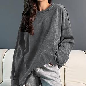Tissu extensible pour femmes surdimensionné lavage à l'acide sweats à capuche 100% coton tenue décontracté pour l'hiver fabriqué femmes sweat - Product Image 5