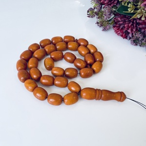 Perles de prière islamiques en ambre allemand ancien, Tasbih en ambre baltique naturel, Misbaha marron vintage, 100 grammes - Product Image 2