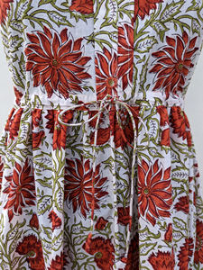 Pure Cotton Hand Block Printed <b>Summer</b> Maxi <b>Dress</b> Cute Sleeveless Outfit Floral Customised Indian Earthen Goddess <b>Boho</b> Vibes for - Product Image 5