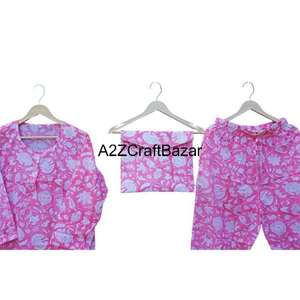 Ensemble de pyjama en coton fait main en gros pour femmes, pur, doux et confortable, col rond, vêtements de nuit, robe de nuit, bretelles spaghetti pour mariée - Product Image 4