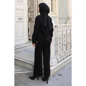 เมก้า เมอร์เชนท์ เสื้อไหมพรมสไตล์ลำลองแต่งดีเทลหิน สีดำ 90744 อะคริลิก 100% สำหรับผู้หญิง - Product Image 4