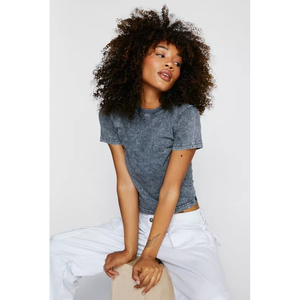 Build Your Brand Women's Acid Washed Cropped T <b>Shirt</b> Ladies Acid Wash Cropped T-<b>shirt</b> DTG Printing Custom Logo <b>Tee</b> T <b>Shirts</b> Tops - Product Image 1