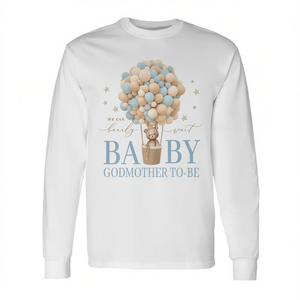 Camiseta de manga larga personalizable para baby shower de la familia Godmother We Can Barely Wait Bear, promocional - Product Image 2