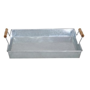 Plateau de service rétro en métal galvanisé Aswan International GT-805, neuf, avec poignées en bois écologiques personnalisées - Product Image 1