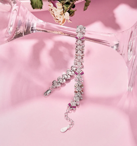 Bracelet délicat et exquis en forme de fleur, bracelet tennis, argent sterling 925, bracelet de luxe avec diamant - Product Image 2