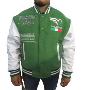 เสื้อแจ็คเก็ตเบสบอลแบบนักศึกษาสำหรับผู้ชาย ผลิตตามสั่ง คุณภาพสูง ปักลายแขนเสื้อ ผ้าฝ้าย 100% สำหรับฤดูใบไม้ผลิ - Product Image 1