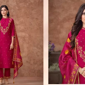 เสื้อคลุมผ้าออร์แกนซ่าปักลายหรูหราพร้อม dupatta สำหรับงานแต่งงานและงานปาร์ตี้ของอินเดียและปากีสถาน - Product Image 1