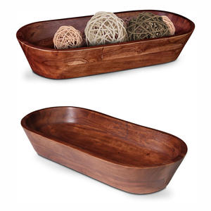 Tazón de masa de madera de Acacia quemado oscuro rústico, cuencos de masa de madera decorativos hechos a mano para decoración del hogar, organizador de llaves de baño de cocina - Product Image 2