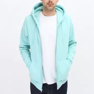 เสื้อฮู้ดซิปสีเขียวมิ้นท์ ทรงปกติ ผ้าฝ้ายเฟรนช์เทอร์รี่ สีพื้น เสื้อฮู้ดลำลอง สวมใส่ได้ในฤดูใบไม้ร่วง - Product Image 1