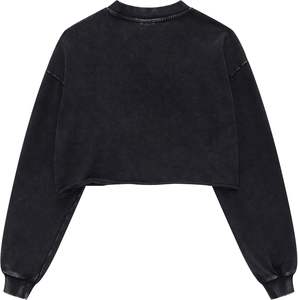 2025 Women's Cropped Sweatshirts Vintage 100% Cotton Pullover <b>Tops</b> Acid Wash Sweatshirt Hoodies for Women Workout Crop <b>Top</b> - Product Image 2