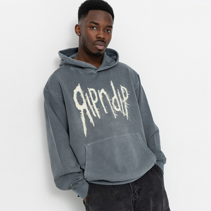 Sudadera con Capucha para Hombre, de Algodón Grueso, Lavado Ácido, Estilo Urbano Vintage, Acabado Retro, Corte Regular Informal, Forro Ecológico - Product Image 6