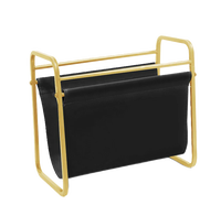 Présentoir porte-revues finition laiton fait à la main classeur documents organisateur magnifique aspect luxueux fer métal et cuir