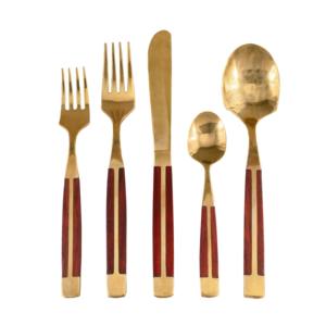 Juego de Cubiertos Minimalista de Acero Inoxidable Dorado, Diseño de Mango Elegante, Juego de Cubiertos Planos para Comer en Casa - Product Image 4