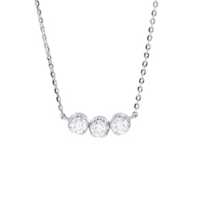 Dans le monde entier 1.00Ct Lab Grown Diamond 17 Pouces Trilogy Collier Pour Les Femmes Fabriqué en Argent Sterling Solution de Bijoux Abordable - Product Image 4