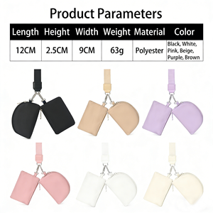 Portefeuille à double pochette avec logo personnalisé, porte-clés, mini portefeuille zippé pour femmes, pochette portable pour poignet, porte-monnaie en nylon - Product Image 6