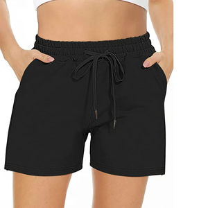 2024 Custom Athletic Women's Biker Shorts Breathable Summer Solid Color High Waist <b>Drawstring</b> Pockets Customized Color & Sizes - Product Image 1