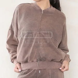 Offre Spéciale survêtements lavés à l'acide pour femmes en polaire personnalisée nouveauté vêtements de sport en coton survêtements lavés à l'acide - Product Image 4