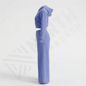 Meilleures ventes : Ensemble de survêtement décontracté deux pièces pour femme en 100 % coton, style streetwear, haut uni, personnalisable, idéal pour l'entraînement et le jogging - Product Image 3