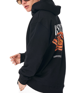 Sweat-shirt à capuche noir premium de base pour hommes en coton lourd surdimensionné personnalisé offre en gros tendance 2024 qualifier le service OEM - Product Image 4