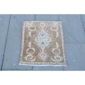 3.2x1.8 ft Vintage Rug, <b>Brown</b> Animal Print Turkish <b>Wool</b> Rug - Product Image 1