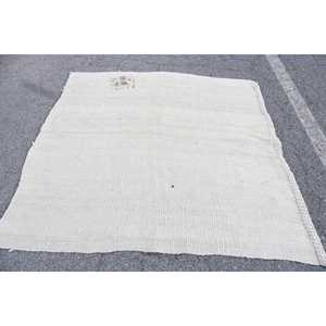 Tapis turc vintage, tapis de 5,8 x 5,7 pieds, tapis en laine persane blanc - Product Image 3