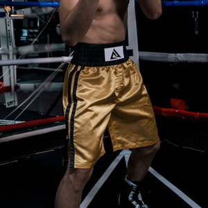 Pantalones cortos de boxeo con acabado satinado con cintura ancha y costuras limpias para competiciones y eventos - Product Image 5