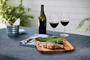 Acacia Wood Steak Plate With Juice Channel Wooden <b>BBQ</b> Steak Plate by glowin fashion - Product Image 4