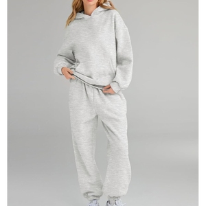 Survêtement pour femmes en vrac vente en gros sweat-shirt en coton léger avec pantalon de jogging respirant deux pièces ensemble décontracté pour vêtements pour femmes - Product Image 3