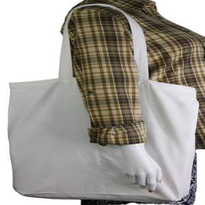 Sacs fourre-tout en coton biologique avec logo personnalisé de haute qualité, canevas réutilisables à motif de lettres avec longues poignées pour le shopping dans les supermarchés - Product Image 6