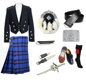 Conjunto de Traje Tradicional Escocés para Hombre con Kilt y Chaqueta, Paquete de Kilts Escoceses de las Tierras Altas, Conjunto de Kilts de Alta Calidad - Product Image 1
