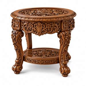 Lit à baldaquin rond de luxe antique Maharaja avec piliers, lit à baldaquin rond en bois sur mesure, mobilier de chambre à coucher de style palais royal - Product Image 4