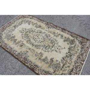 Vintage 3ft 9in X 6ft 8in Turkish Rug Beige <b>Brown</b> Patchwork <b>Wool</b> Latex Backing Classic Flat Weave for Living Room Decorations 4m - Product Image 4