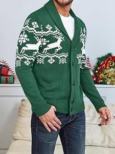 2024 <b>Men's</b> Plus Size Breathable Cotton Casual Sweatshirts High Quality <b>Knitted</b> Christmas <b>Cardigan</b> Sweaters for Winter - Product Image 5